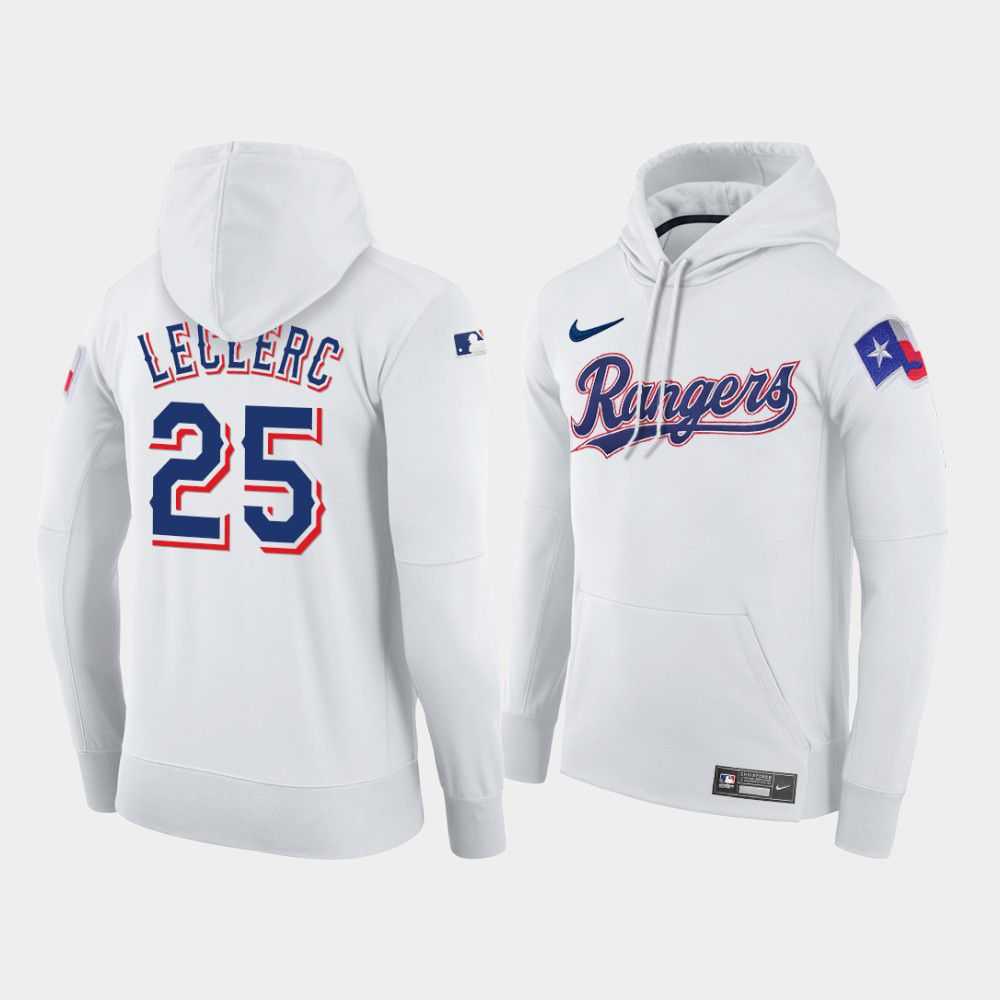 Men Texas Rangers 25 Leclerc white home hoodie 2021 MLB Nike Jerseys